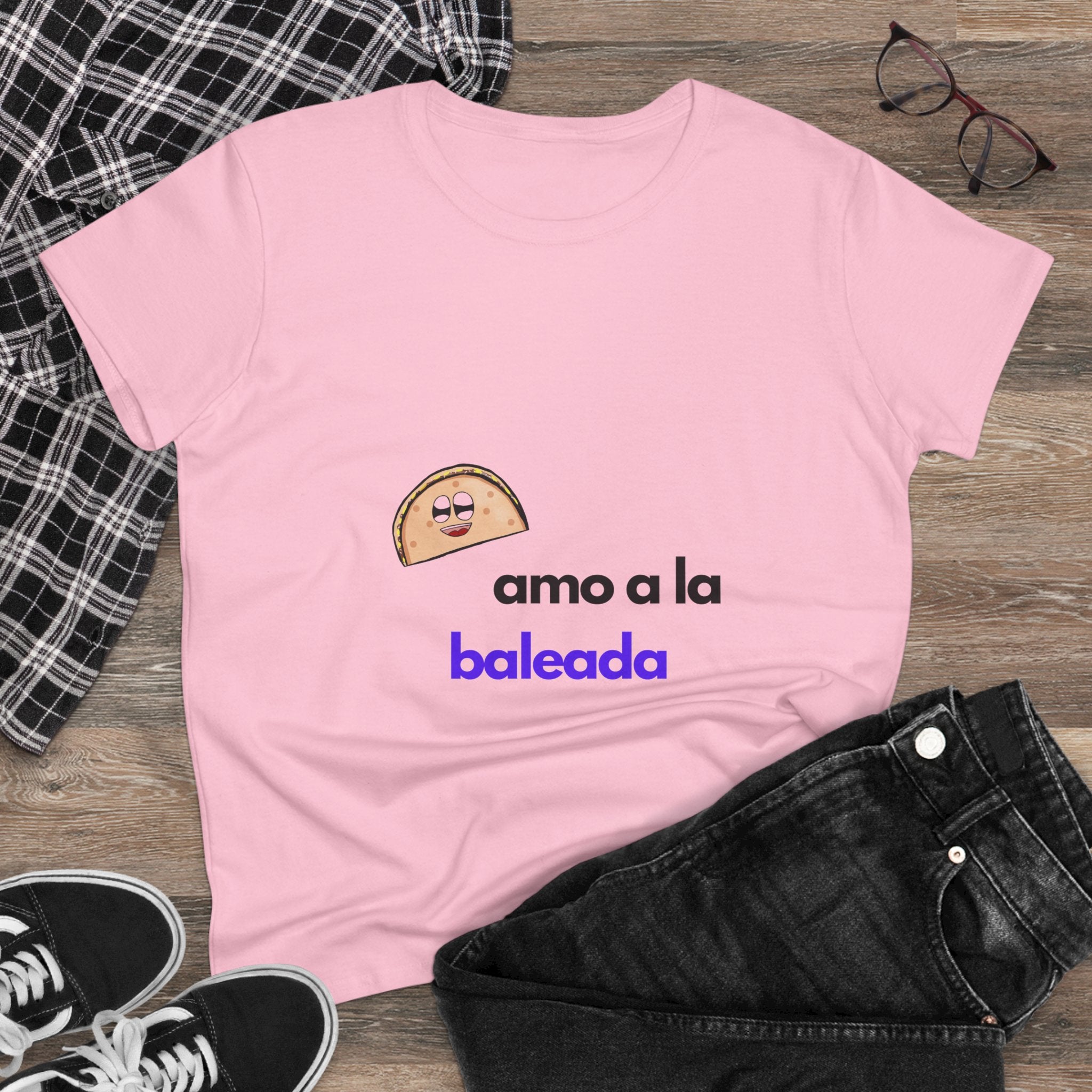 ALGODÓN DE MEDIO GROSOR Camiseta de Mujeres Honduras Diseño Amo a la baleada