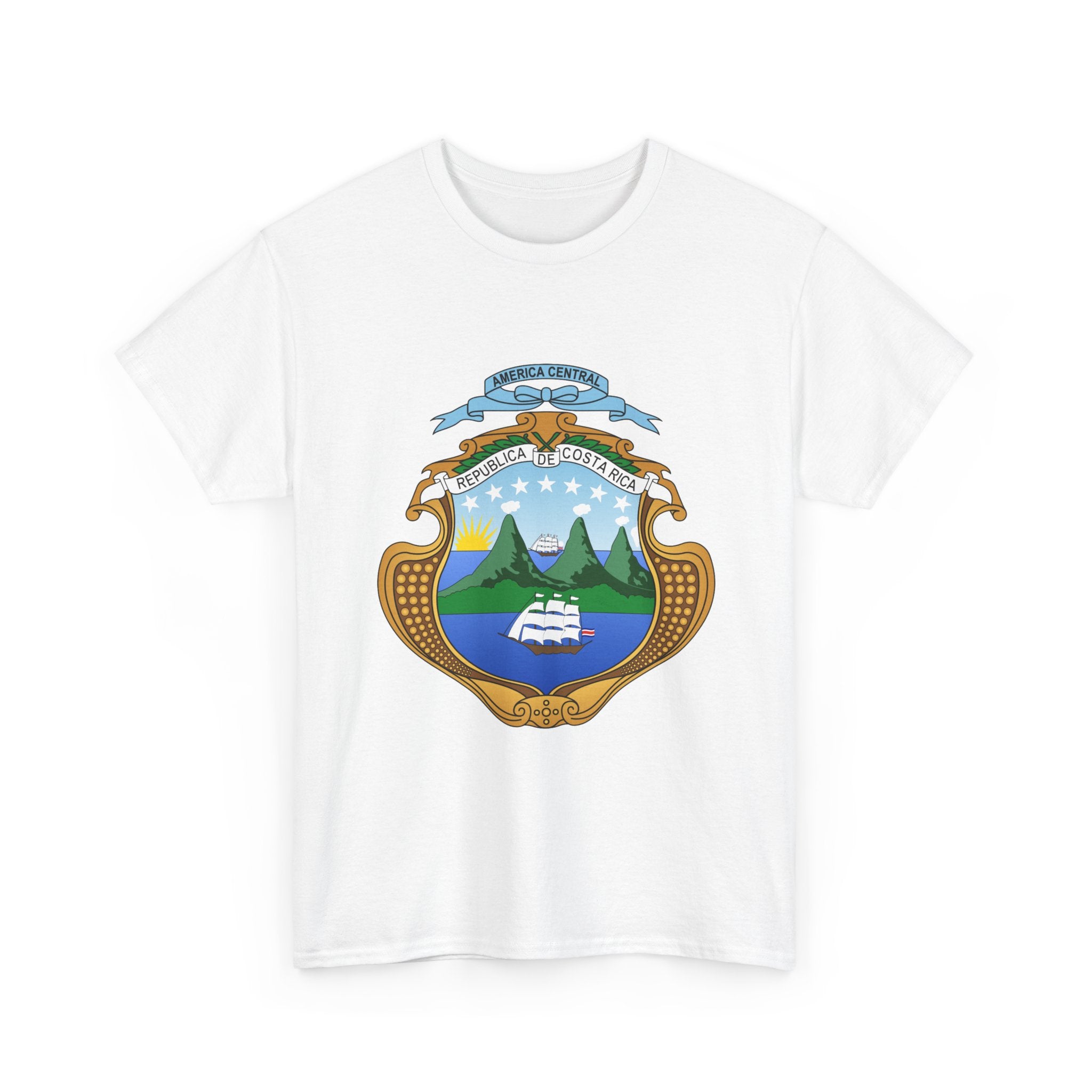 ALGODÓN GRUESO Camiseta de Hombres Costa Rica Escudo Nacional de Costa Rica