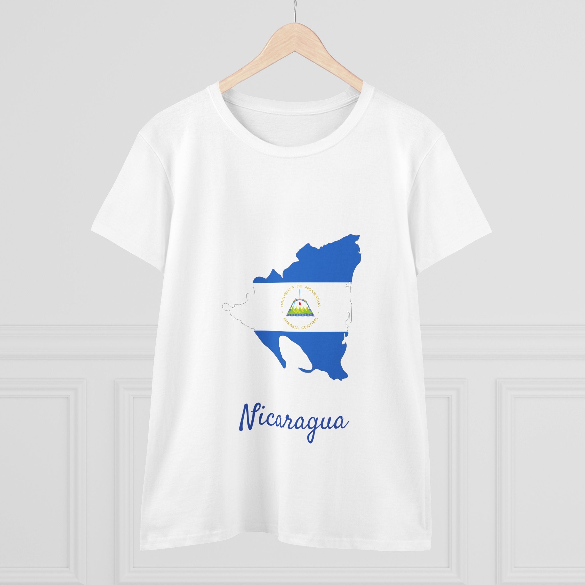 ALGÓDON DE MEDIO GROSOR Camiseta de Mujeres Nicaragua Diseño Nicaragua