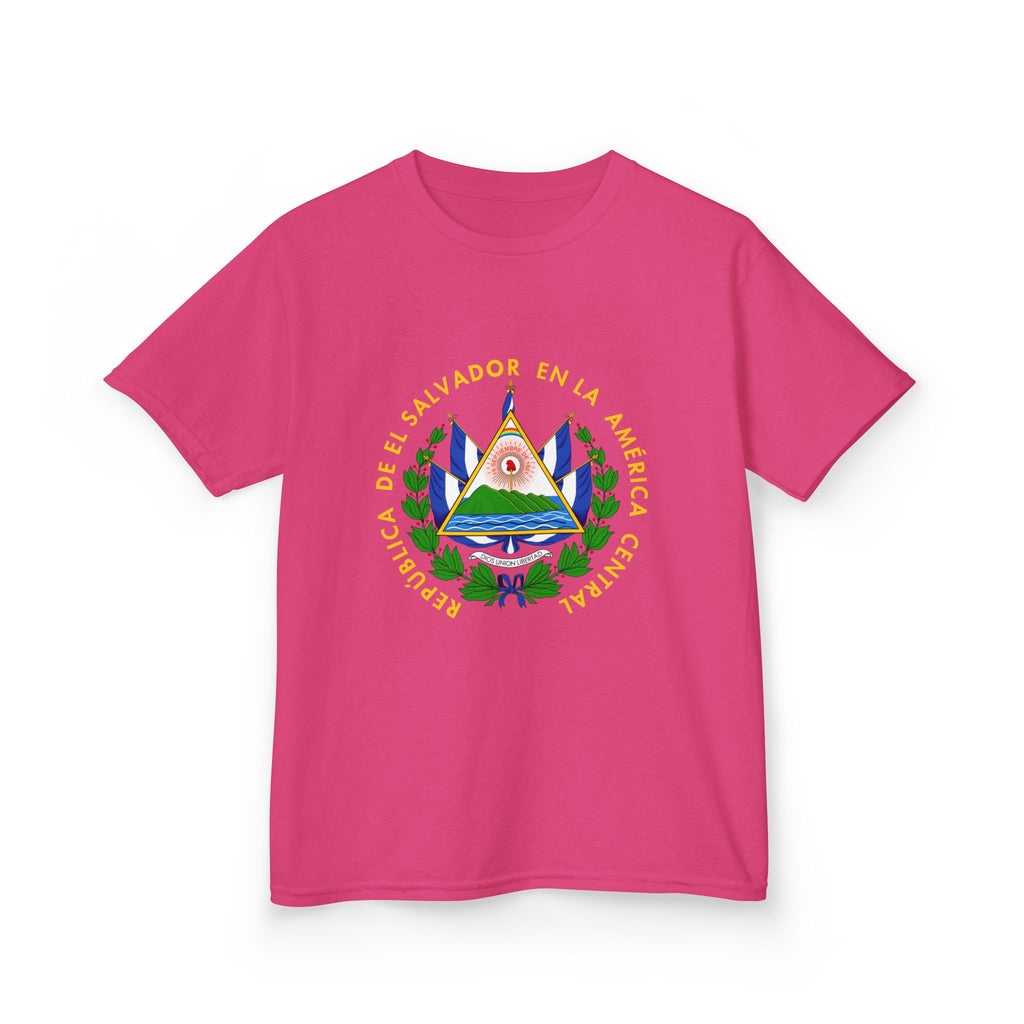 ALGODÓN GRUESO Camiseta de Niñas El Salvador Escudo Nacional de El Salvador