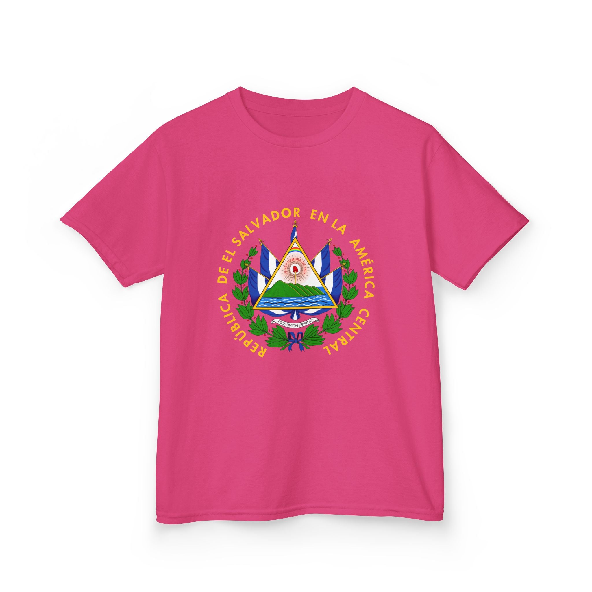 ALGODÓN GRUESO Camiseta de Niñas El Salvador Escudo Nacional de El Salvador